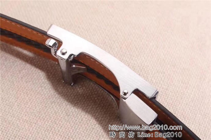 路易威登LV 雙面原版進口小牛皮16精鋼L格子扣 男士皮帶  xfp1235